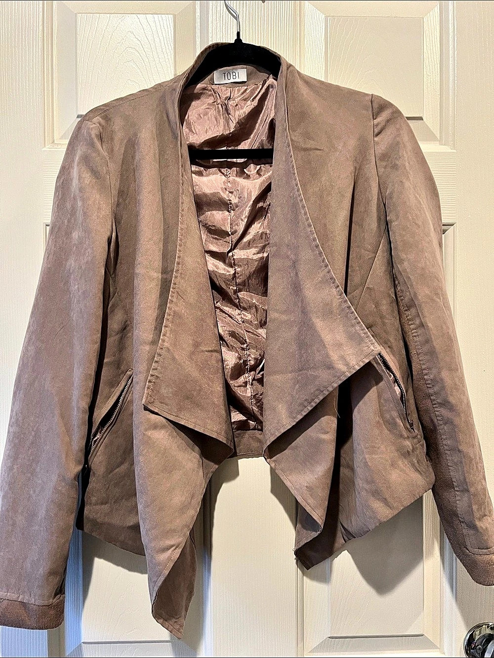 Tobi Draped Moto Jacket in Brown Size Small